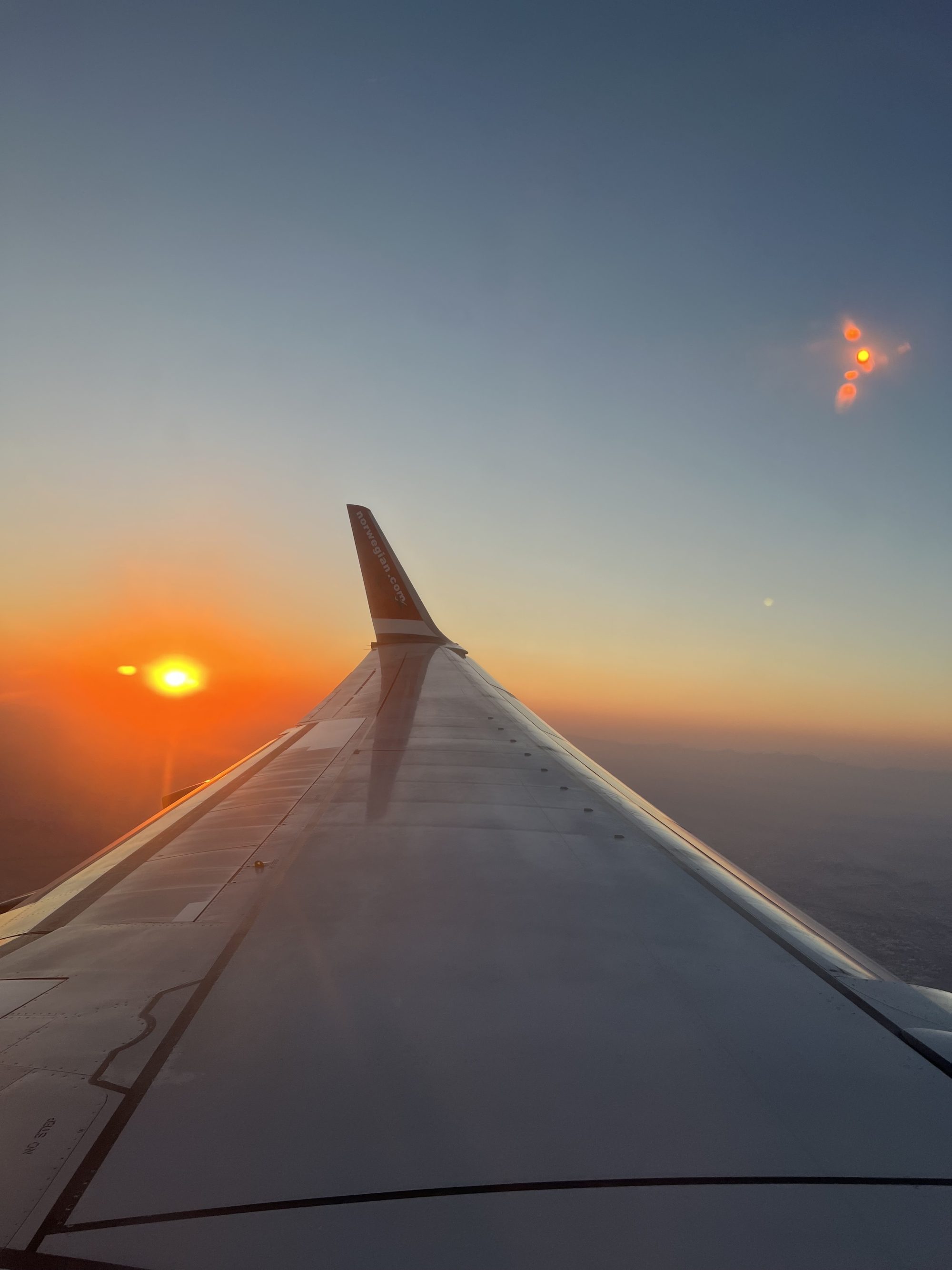 Sunset in aeroplane