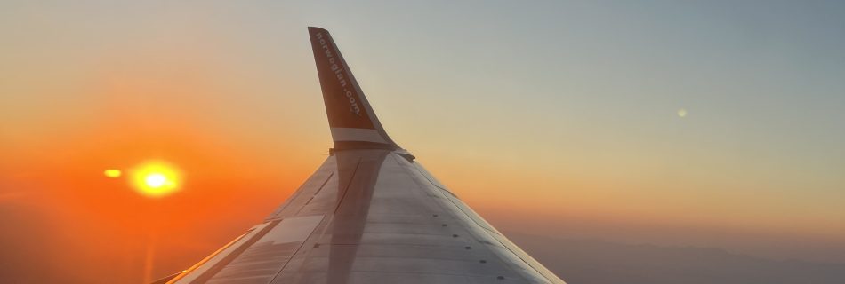 Sunset in aeroplane